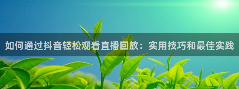 88看球直播(无插件)：如何通过抖音轻松观看直播回放：实用技巧和最佳实践